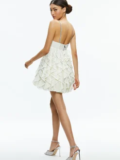 Alice and Olivia WILMARIE EMBELLISHED LACE RUFFLE MINI GOWN OFF WHITE*DRESSES | DRESSES | CLOTHING