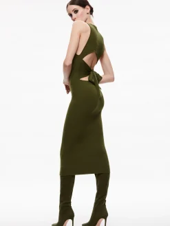 Alice and Olivia WRIGHT TIE BACK DRESS OLIVE*DRESSES | CLOTHING