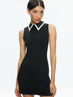 Alice and Olivia WYNELL COLLARED MINI DRESS BLACK/OFF WHITE*FEATURED SHOPS | DRESSES | CLOTHING