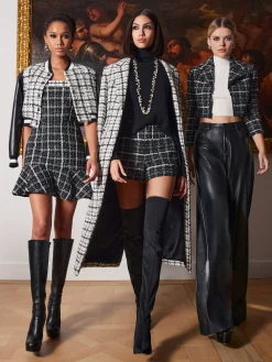 Alice and Olivia YARDLEY CROPPED FRAY HEM JACKET BLACK/OFF WHITE*FEATURED SHOPS | CLOTHING