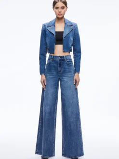 Alice and Olivia YARDLEY DENIM JACKET + TRISH MID RISE BAGGY JEAN *CLOTHING