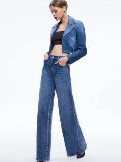 Alice and Olivia YARDLEY DENIM JACKET + TRISH MID RISE BAGGY JEAN *CLOTHING