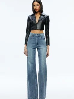 Alice and Olivia YARDLEY LEATHER CROPPED JACKET BLACK*FEATURED SHOPS | FEATURED SHOPS | CLOTHING