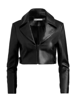 Alice and Olivia YARDLEY LEATHER CROPPED JACKET BLACK*FEATURED SHOPS | FEATURED SHOPS | CLOTHING